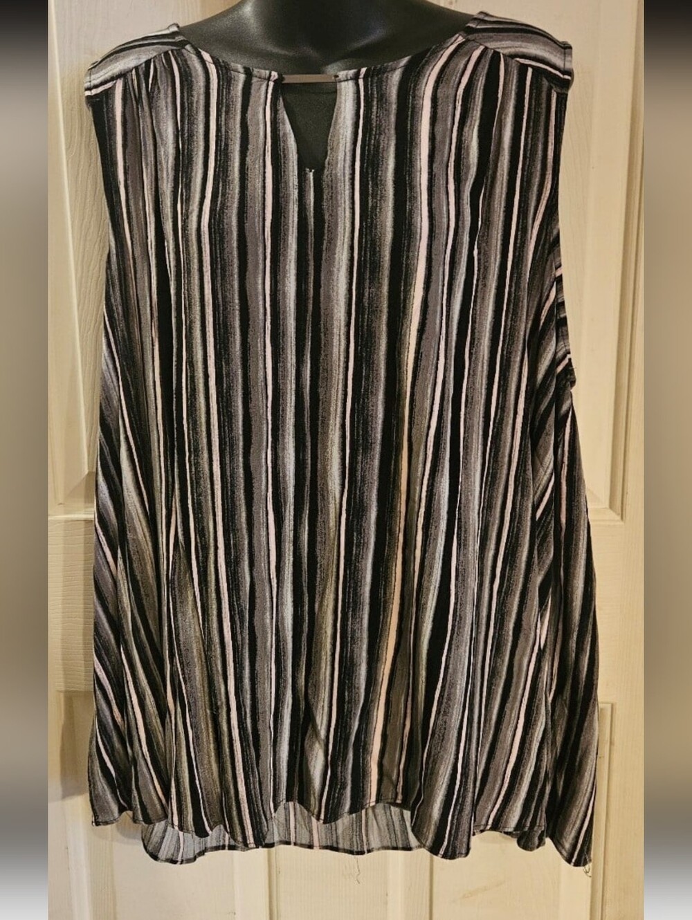 torrid Black and White Vertical Stripe Sleeveless Blouse